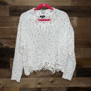 Mittoshop Cropped Distressed Popcorn Sweater